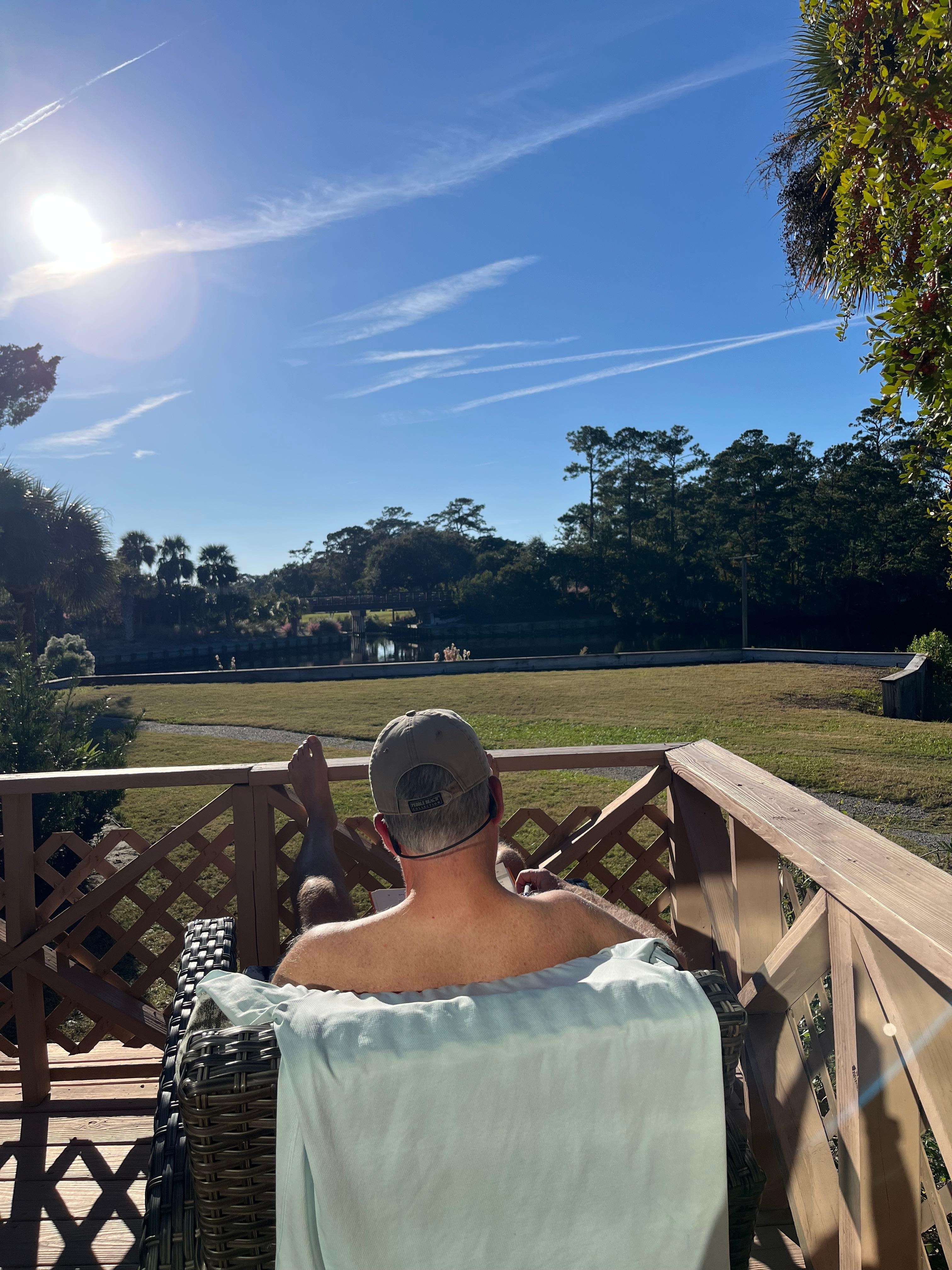 Enjoying the view on the deck