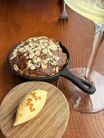 Bread infused with whiskey and beer. Honey butter with bee pollen!