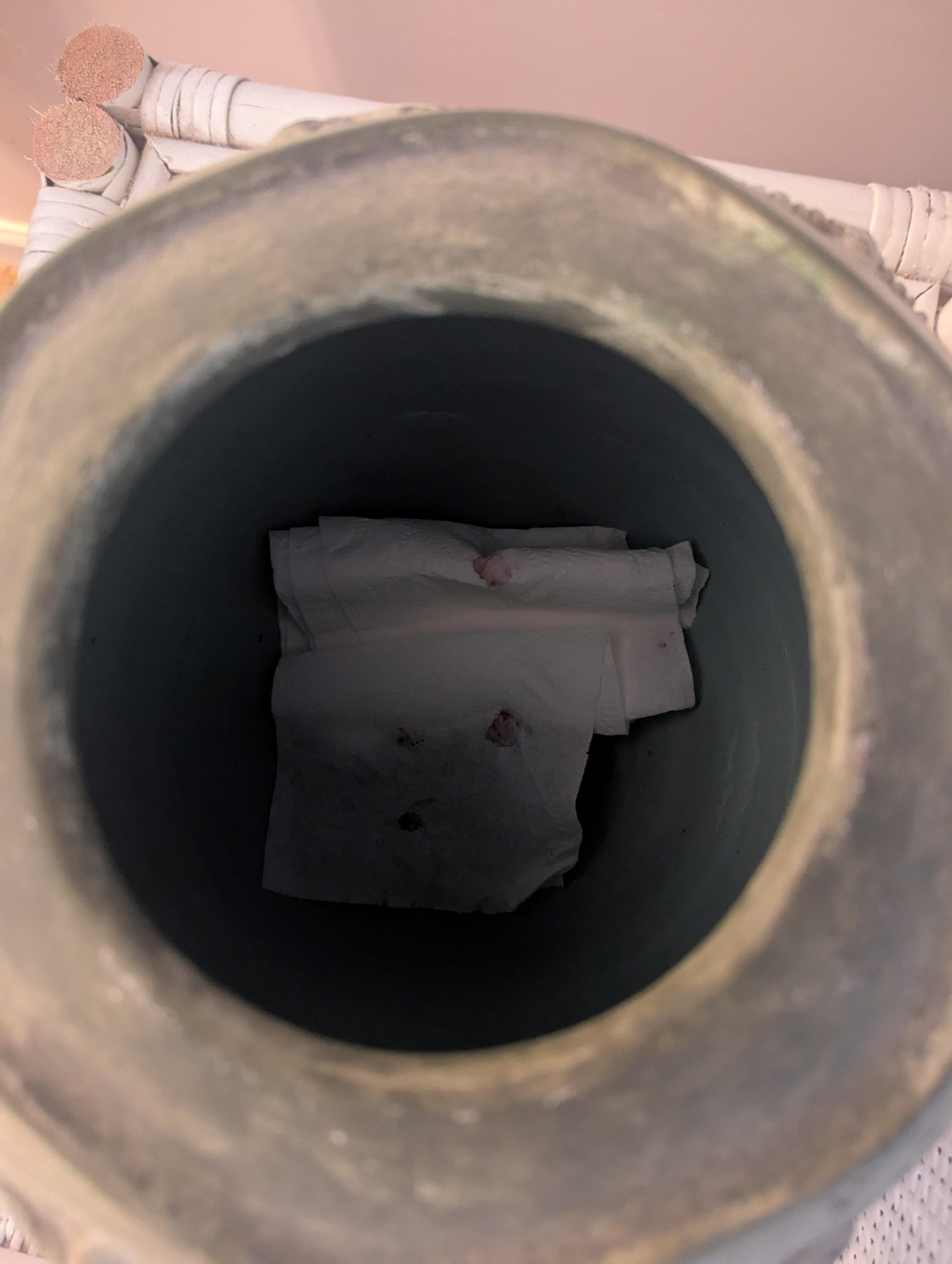 Bloody tissue in the vace