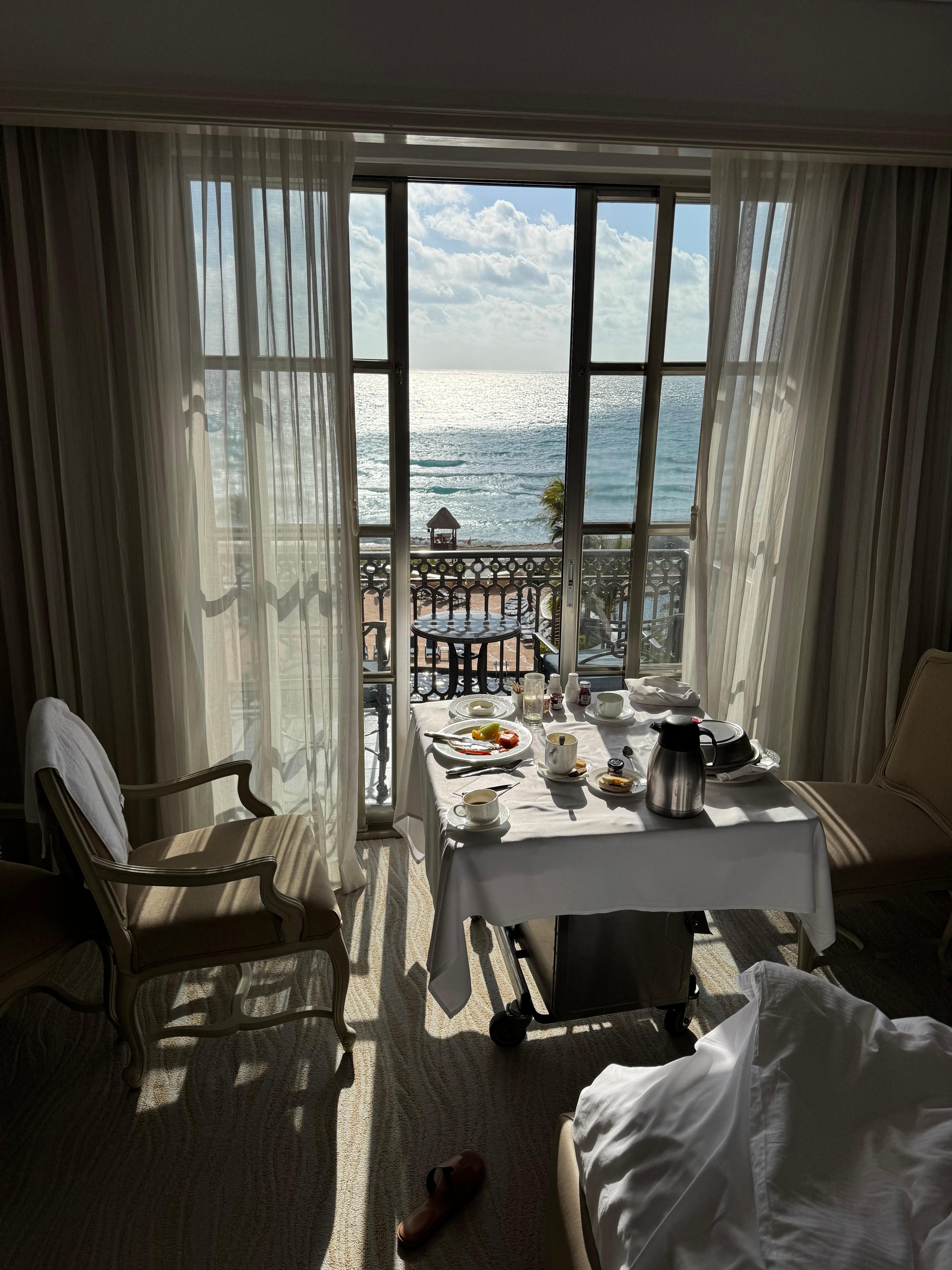 View from room, Room Service breakfast