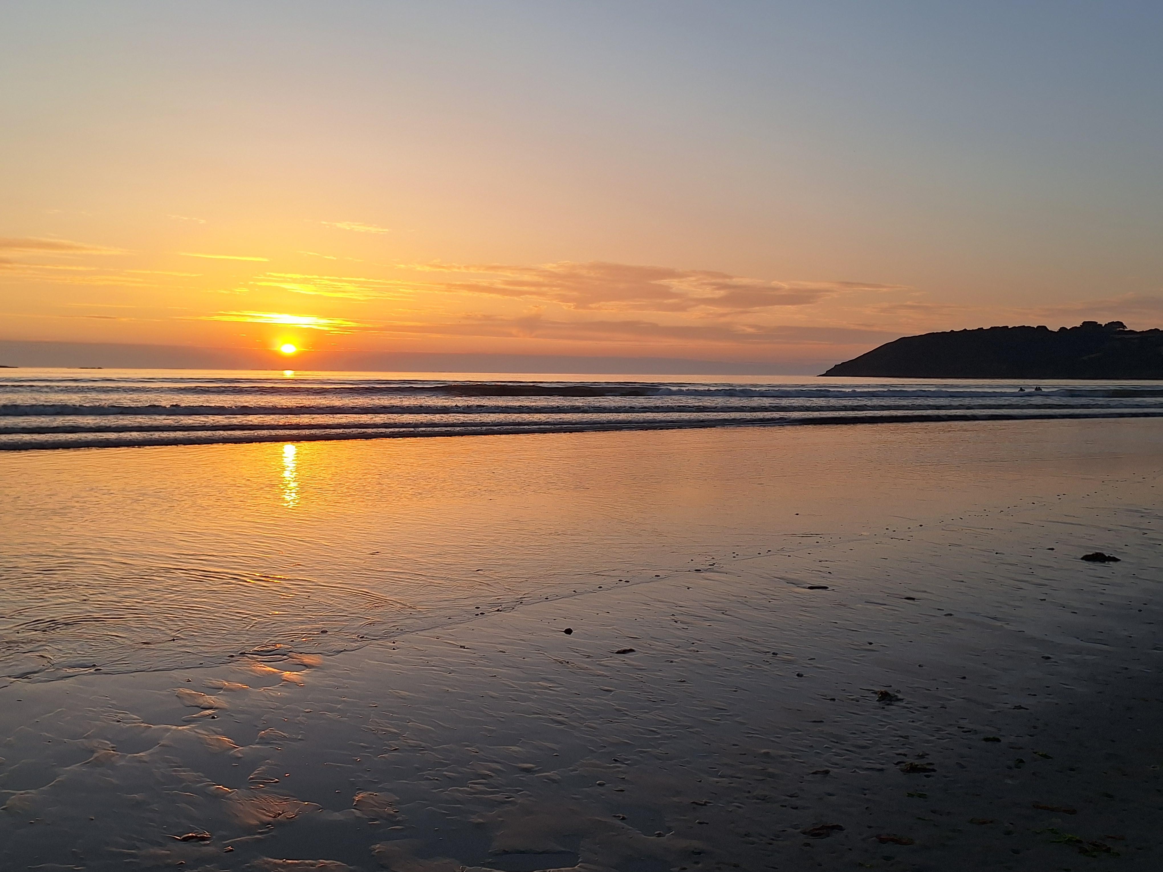 Sunset at beach Saint Michel en Grève