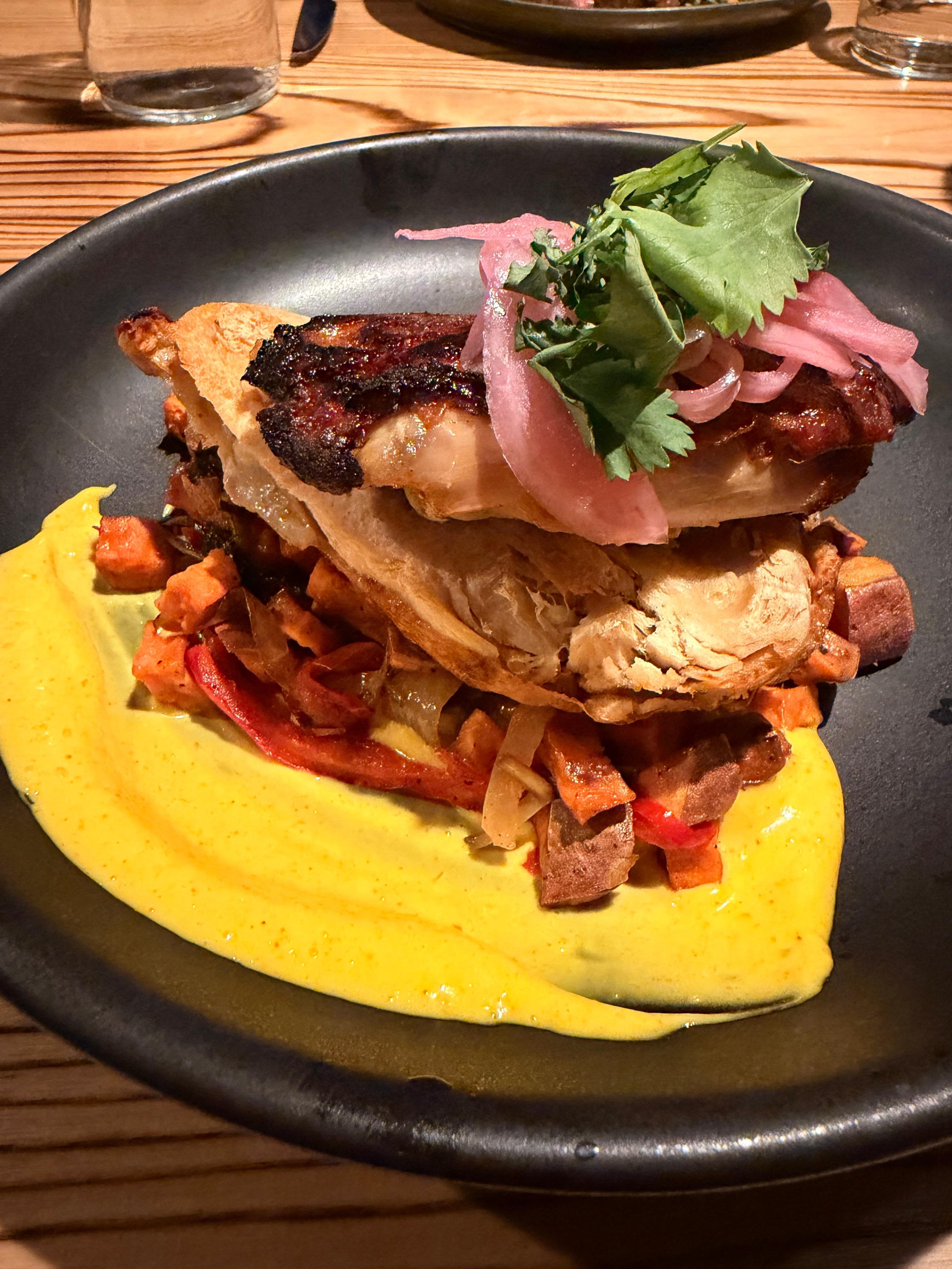 Rotisserie chicken at the Cabin Juice restaurant in the hotel 