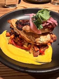 Rotisserie chicken at the Cabin Juice restaurant in the hotel