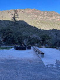 This is the little sitting area in the parking area