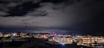View at night from the roof-top deck