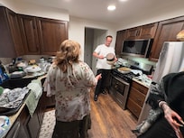 Son-in-law went to culinary school. How lucky were we to get him to come over and help cook Thanksgiving Dinner?