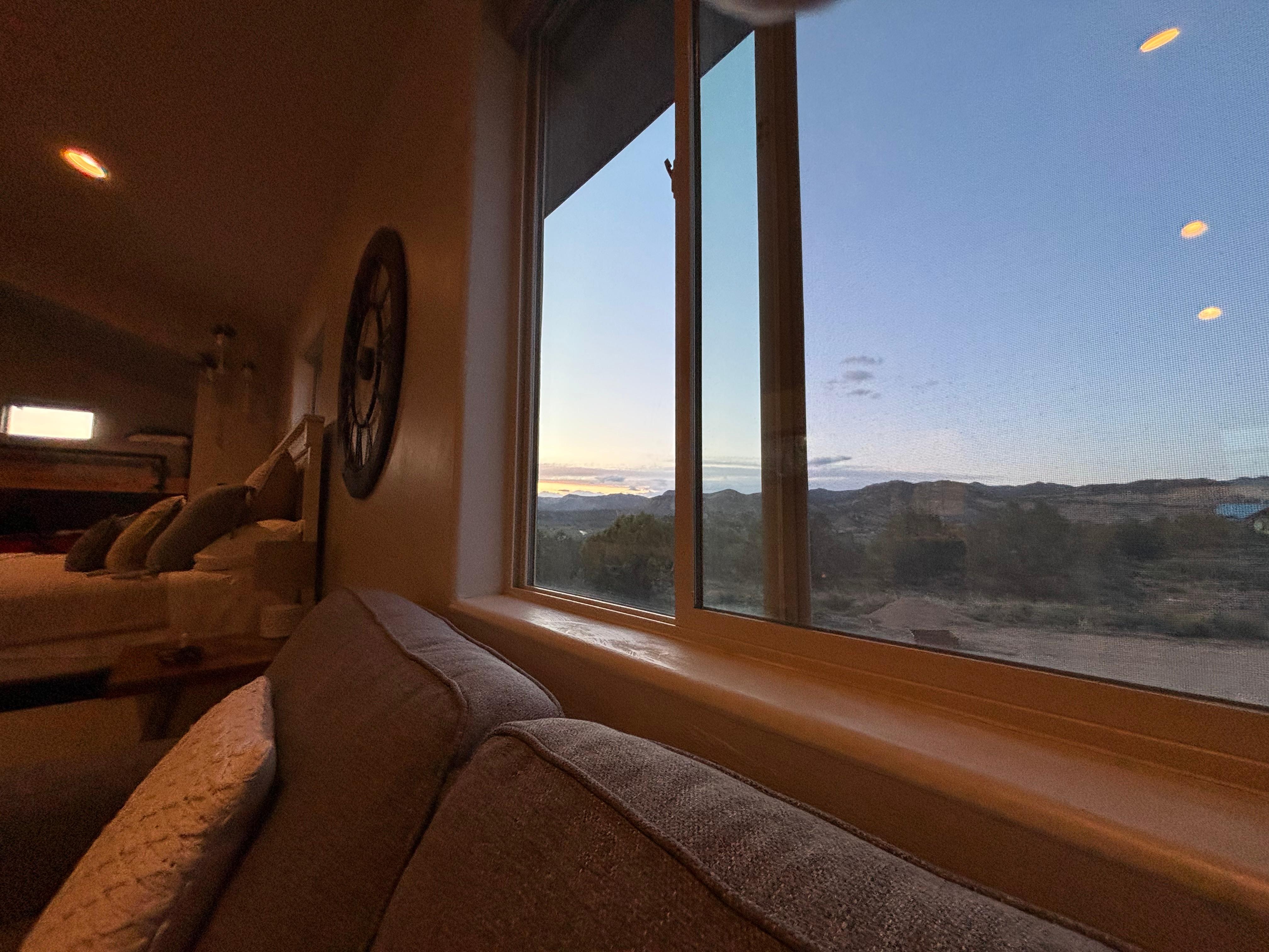 View from window above sofa