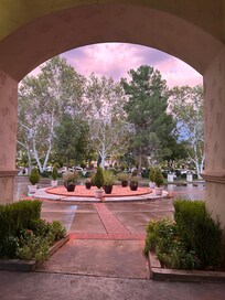 Check-In area at dusk after rainstorm
