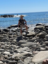 The beach way down the hill.