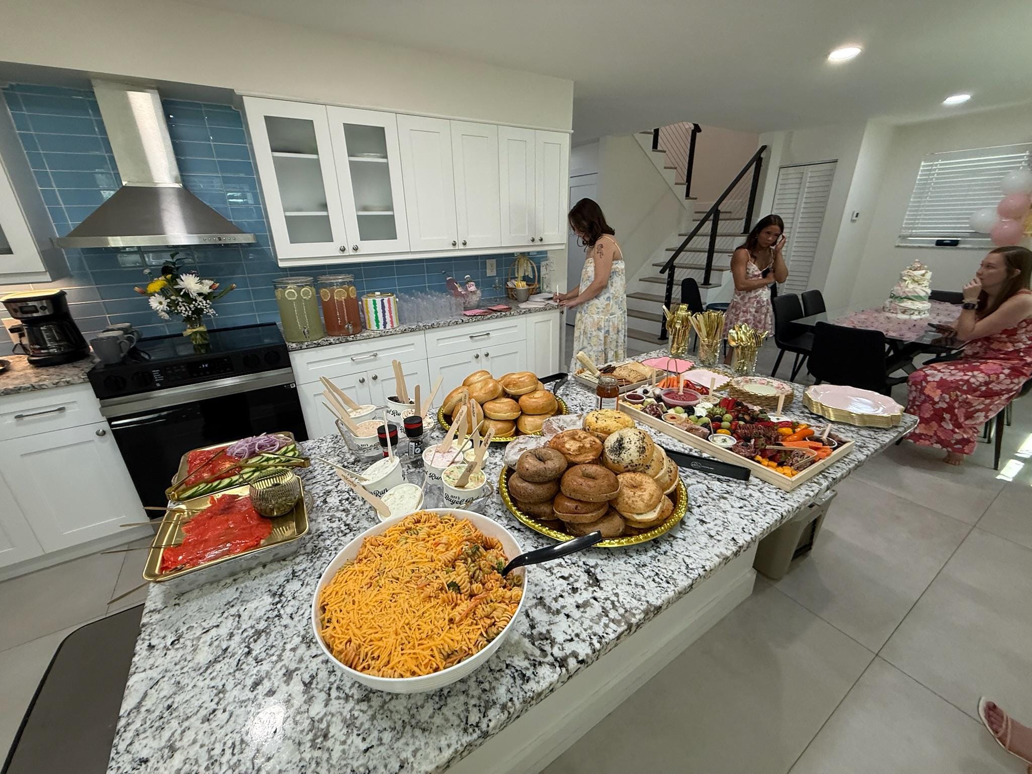 Large kitchen and counter spaces