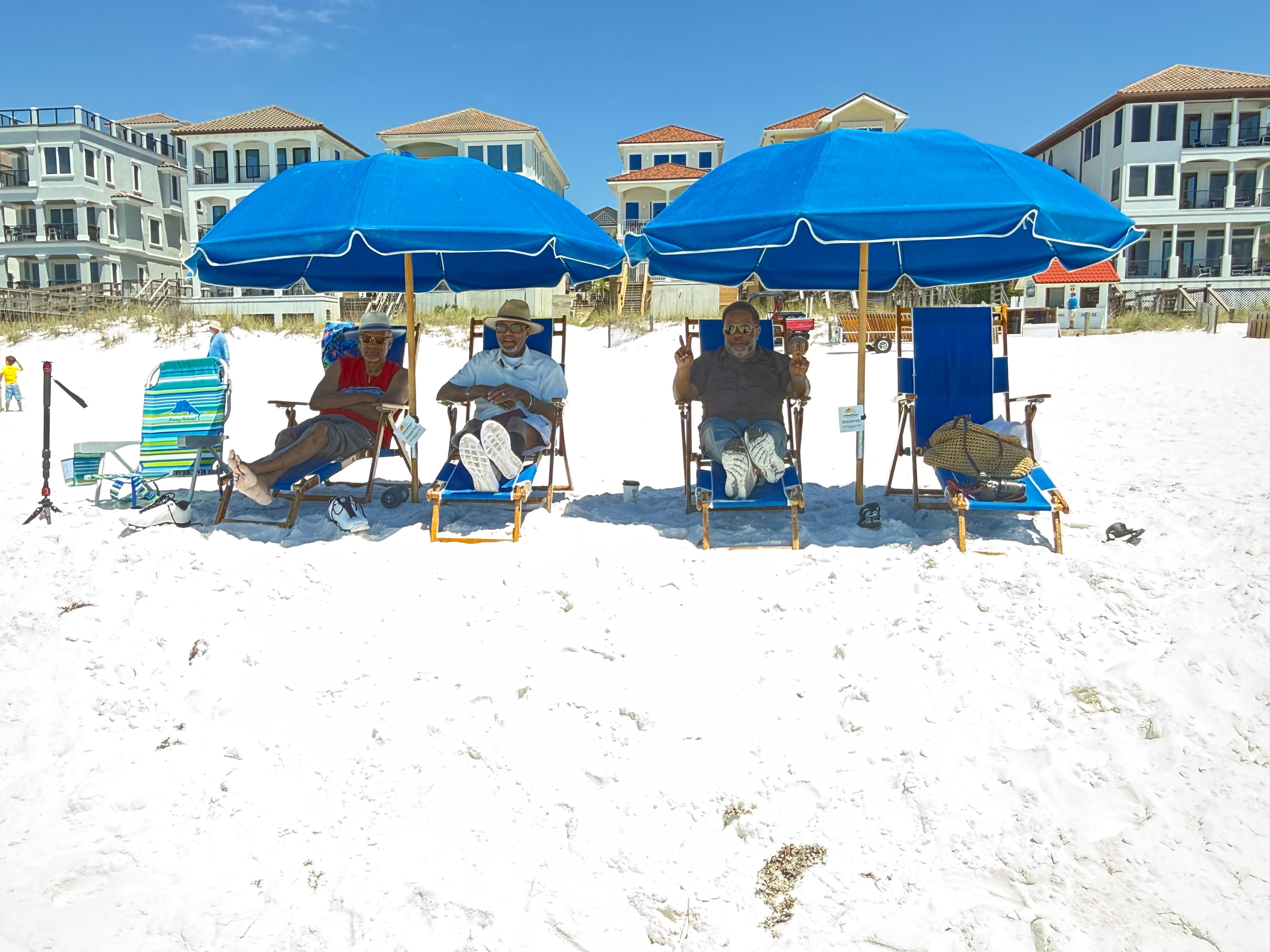 Lounging on beach

