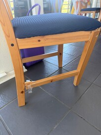 Chair that almost took me out. Previously repaired with scotch tape.