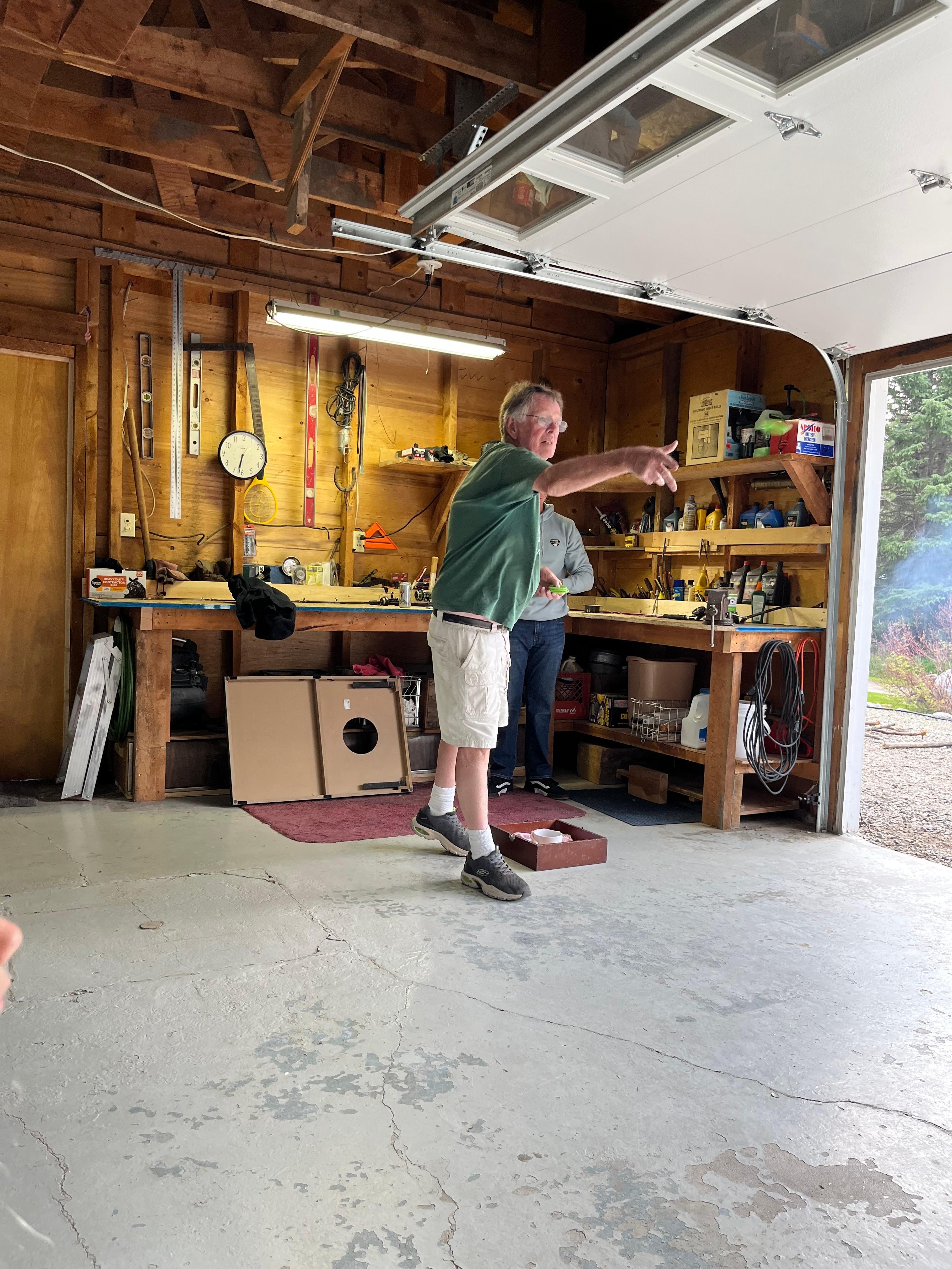 Washer tournament in garage