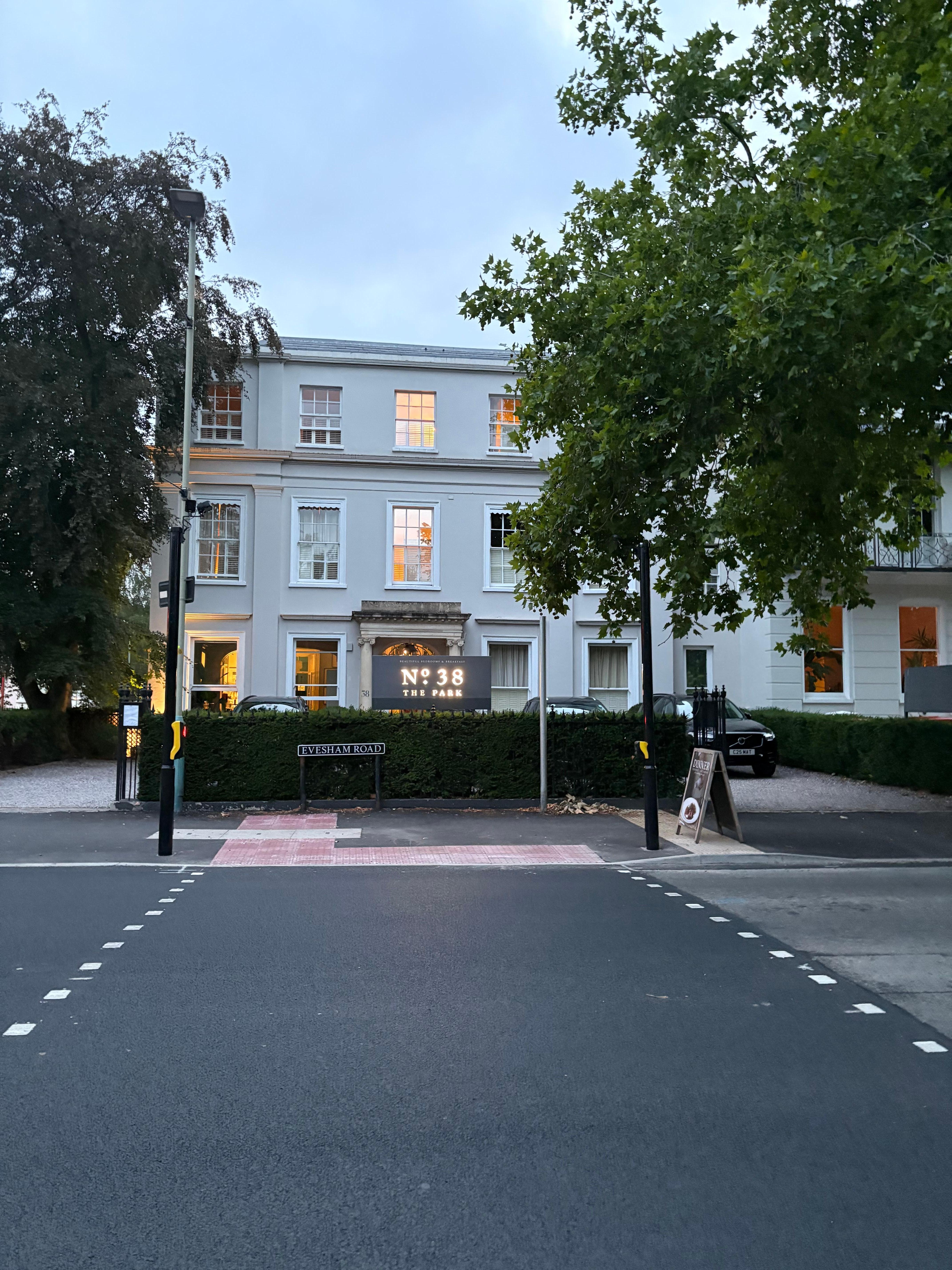 View from a stroll in the park at dusk 