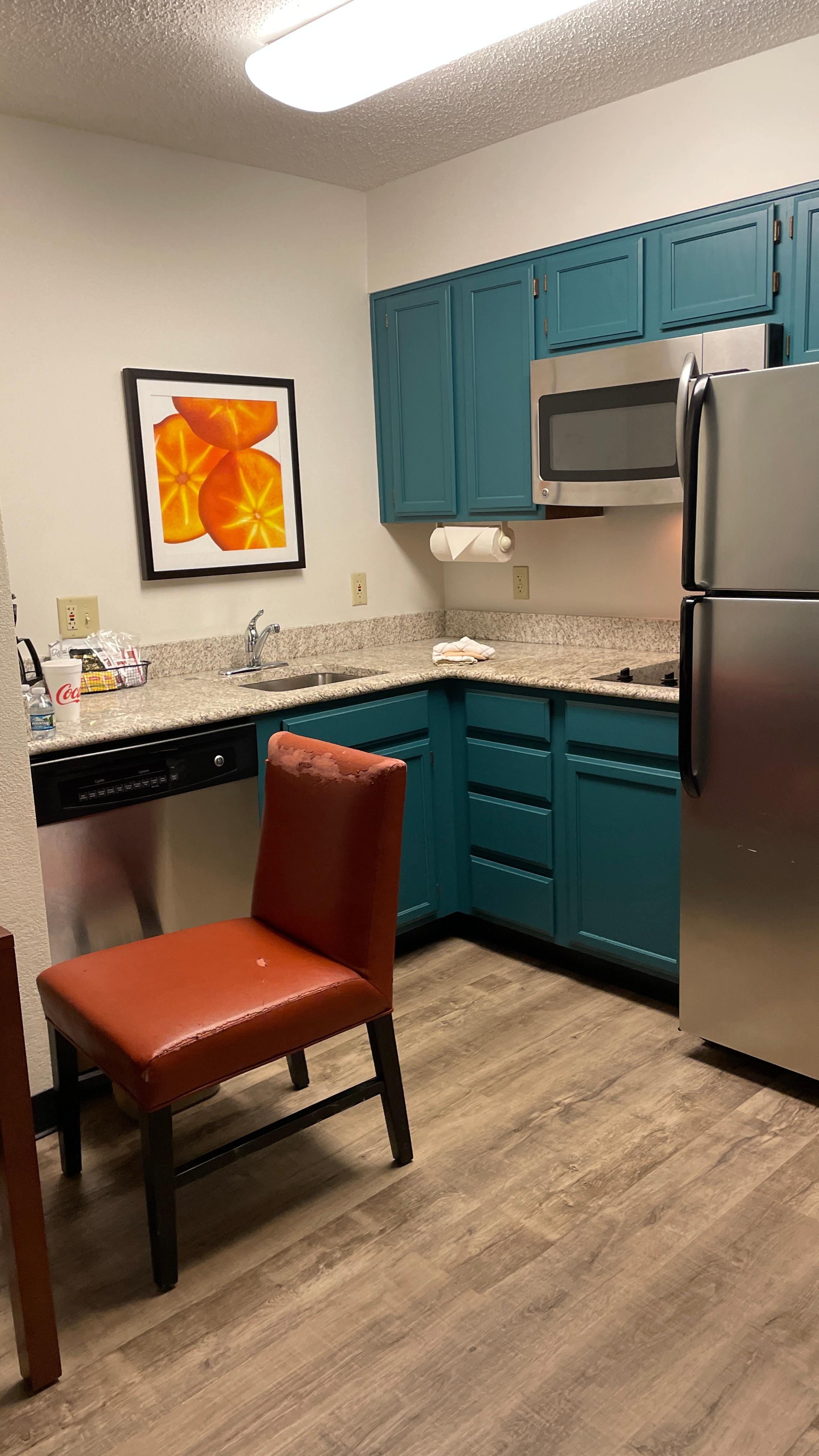 Kitchenette with everything you need and includes a toaster!