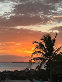 Minitas beach restaurant sunset photo