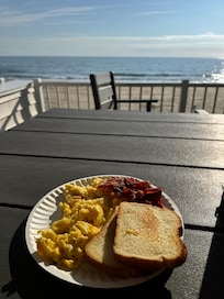Breakfast and waves.