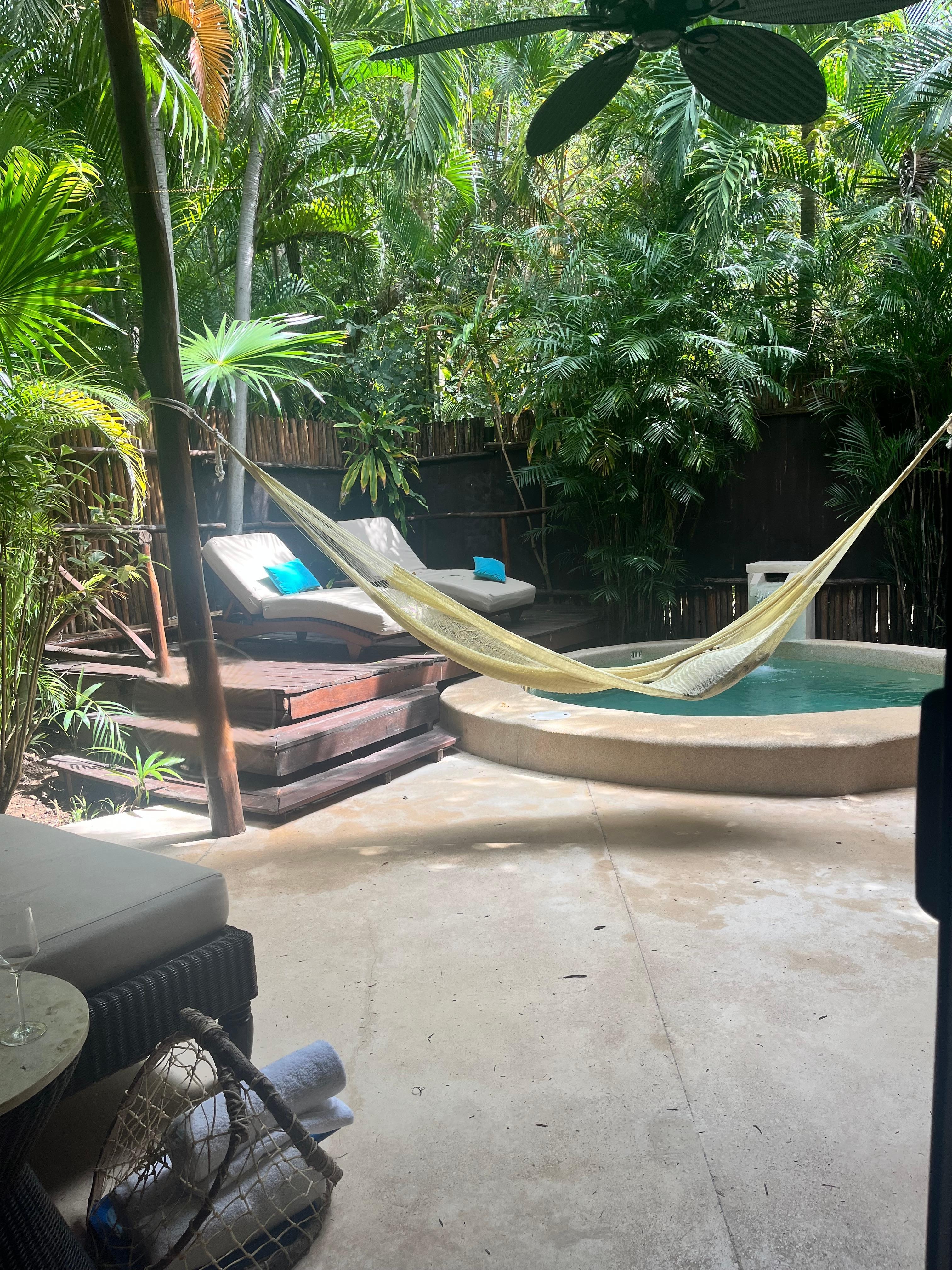 Private patio at Villa with heated pool