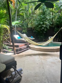 Private patio at Villa with heated pool