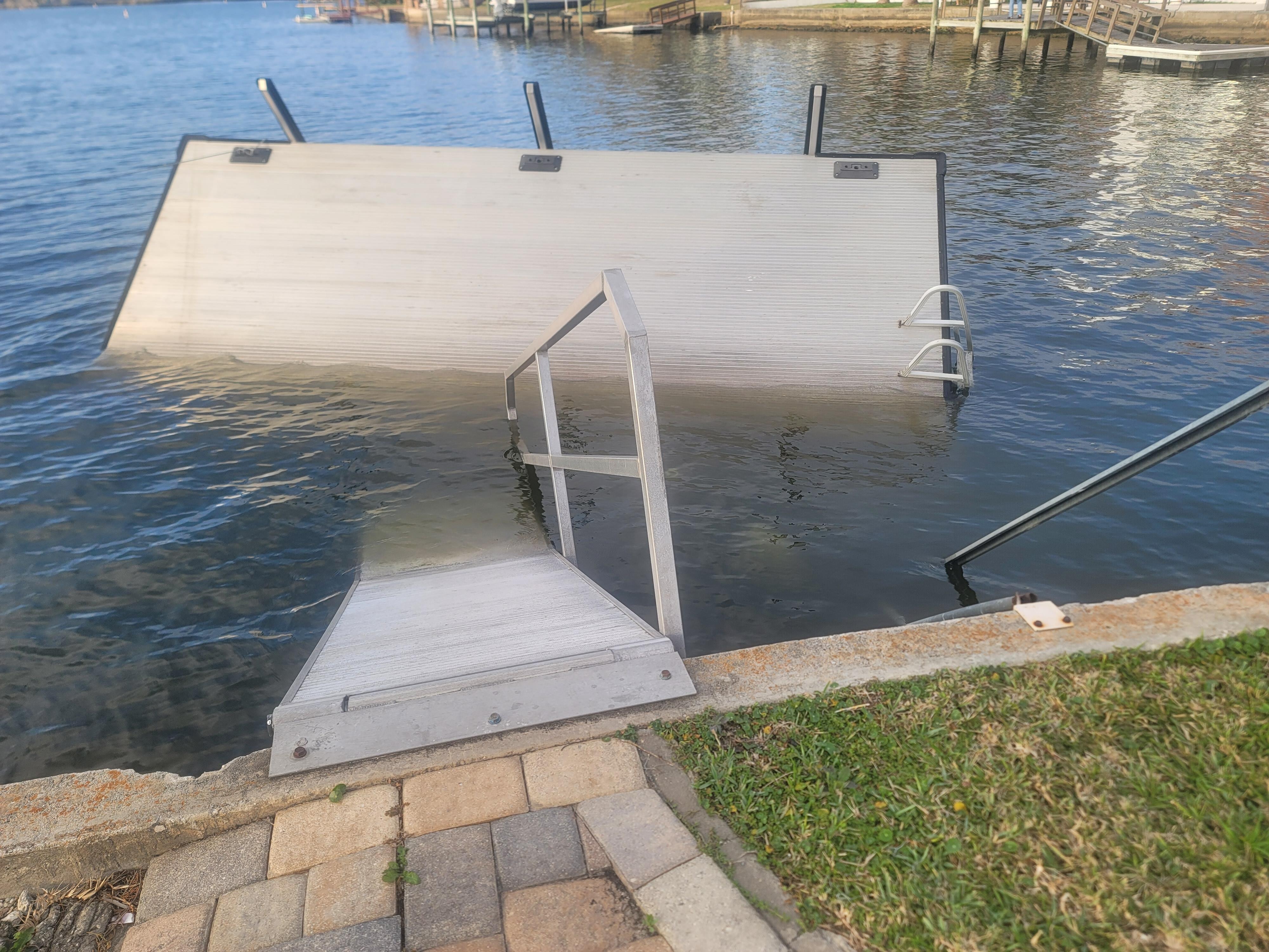 Broken dock from wind storm