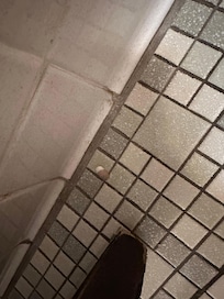 Fingernail on bathroom floor