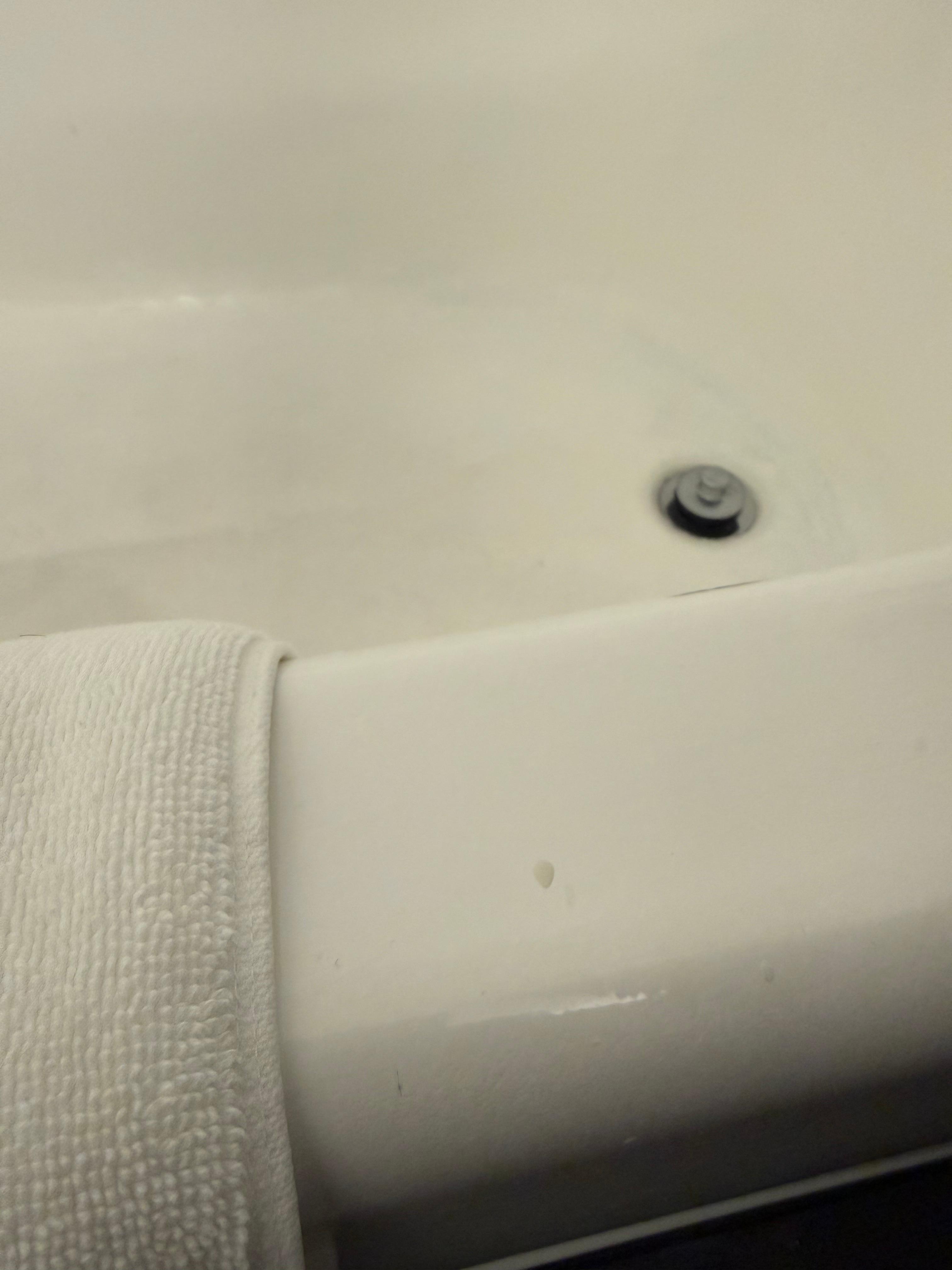 Another angle of hair in the tub