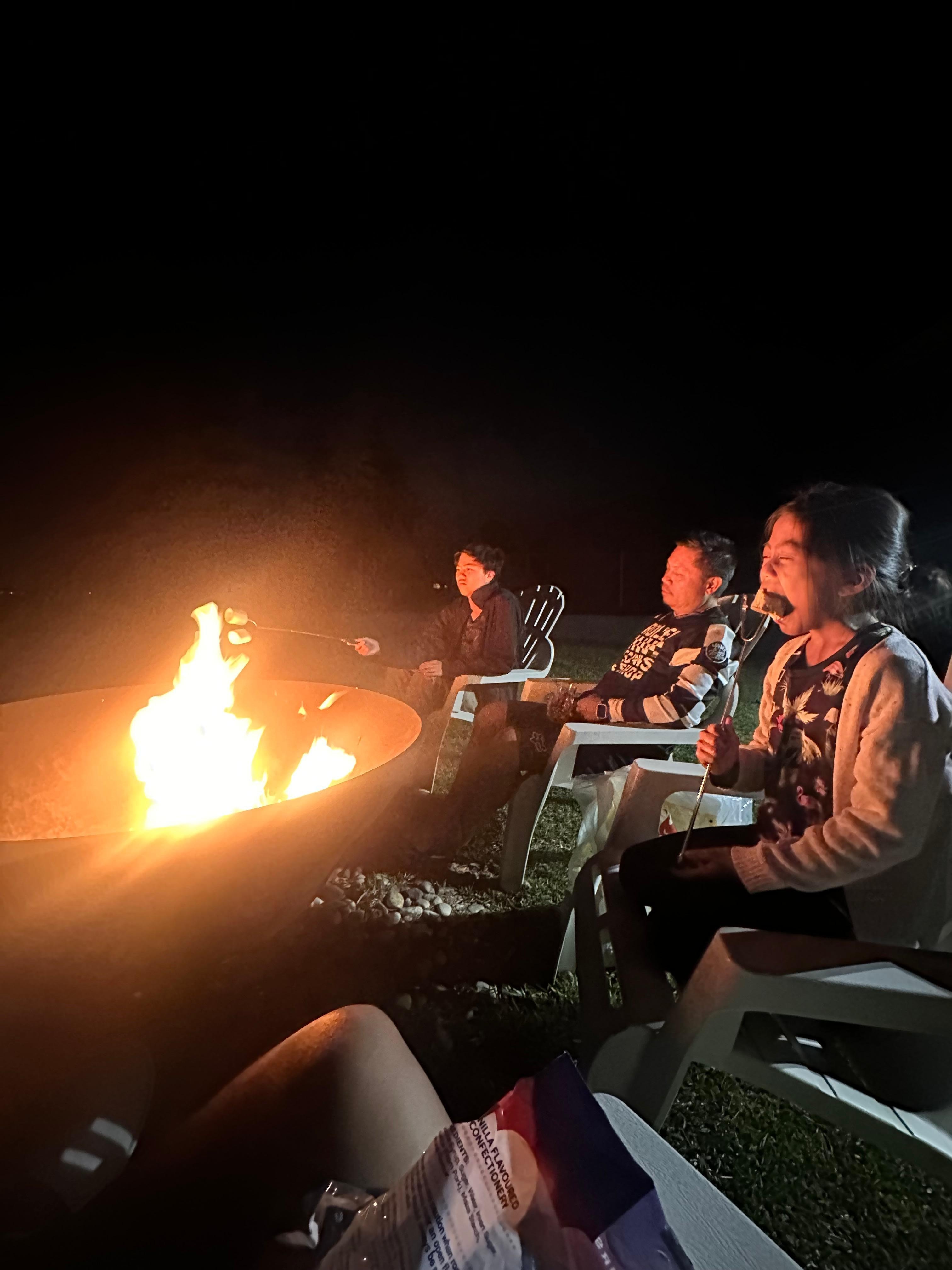 Fire pit at the back is perfect for roasting marshmallows while listening to the waves. 