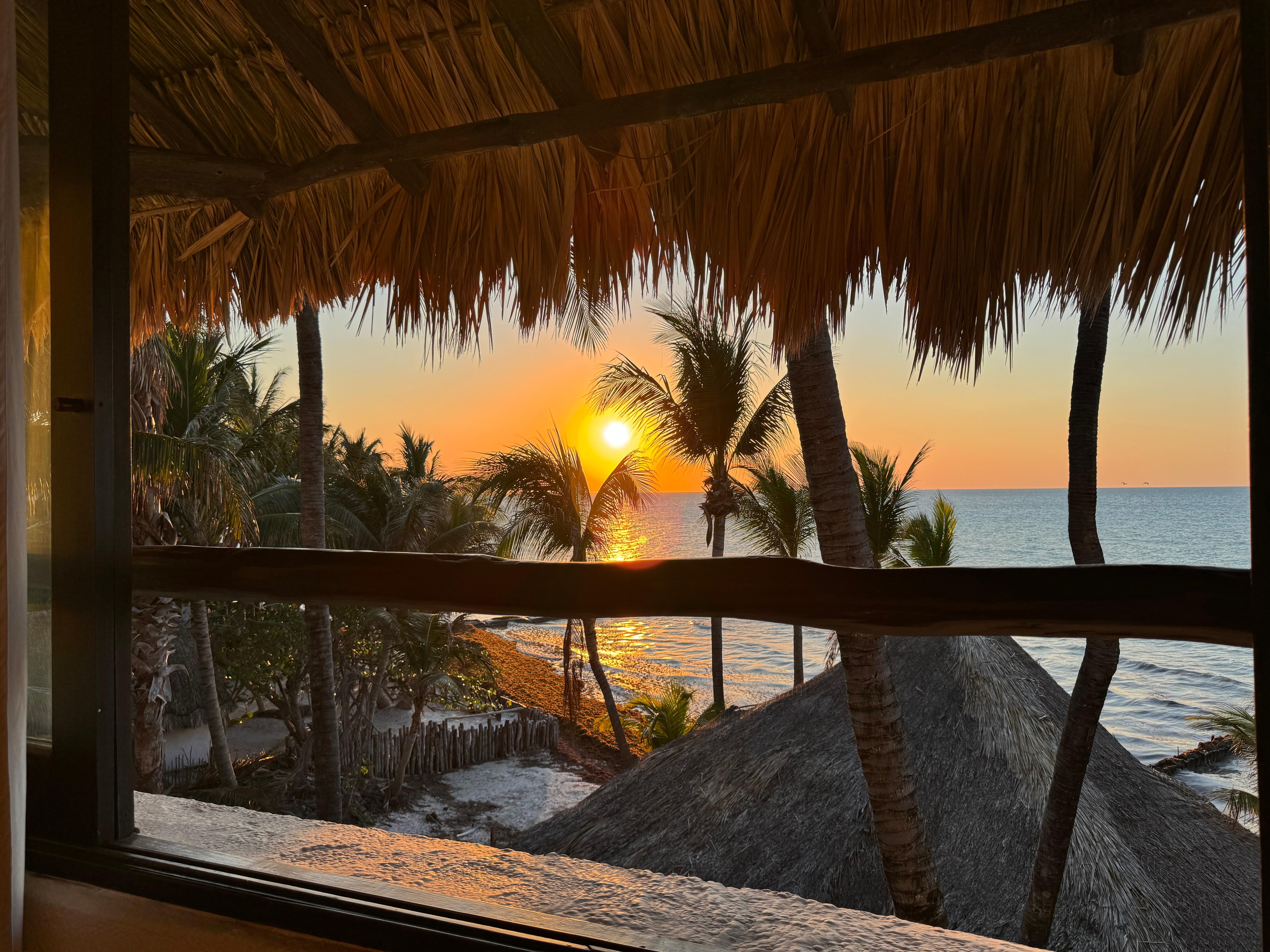 View of sunset from our room