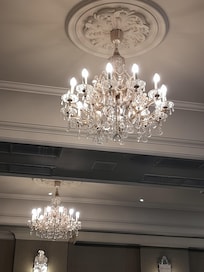 Beautiful chandeliers in the restaurant