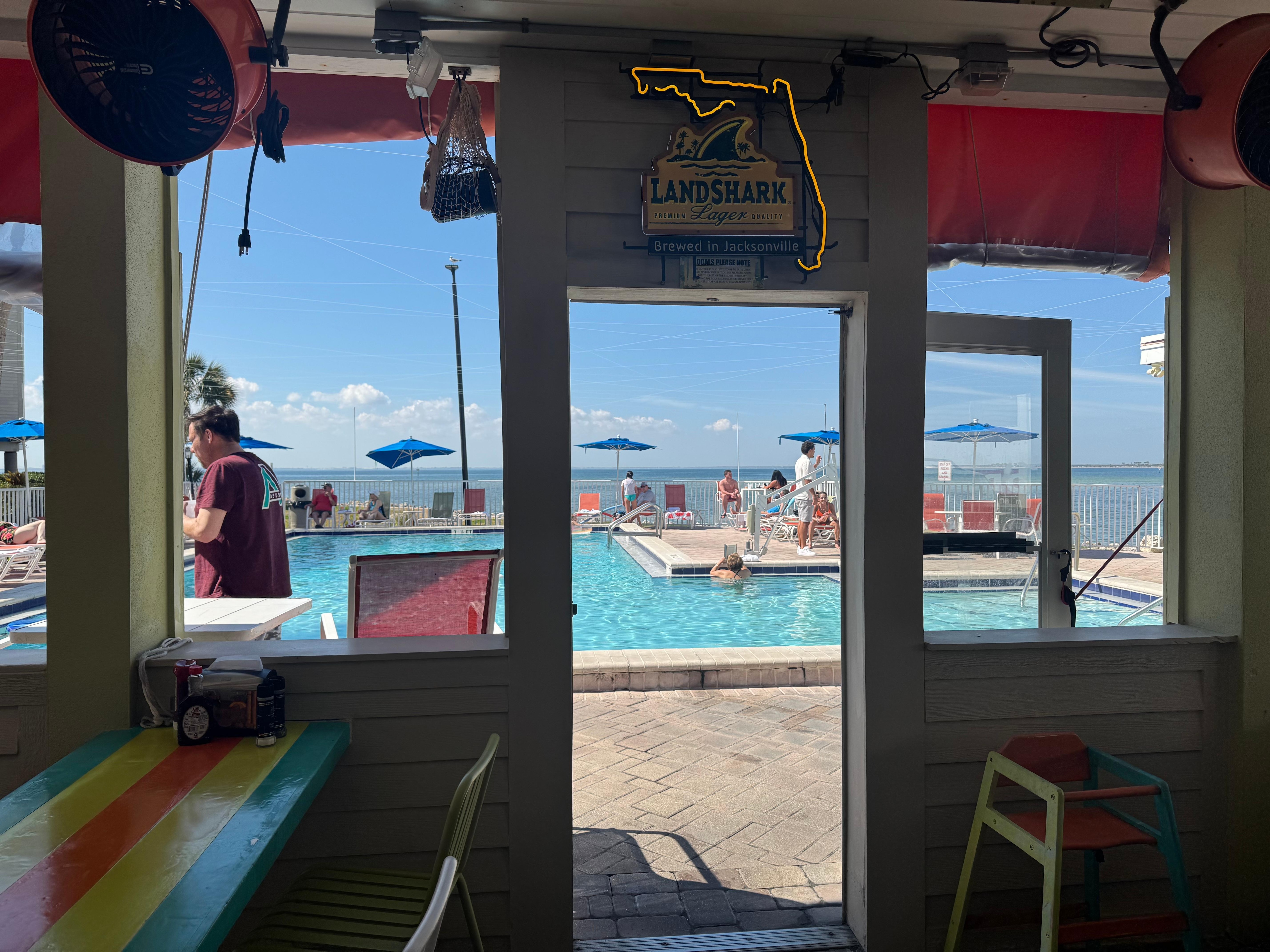 Looking out from pool bar