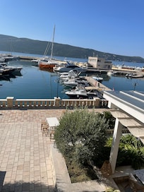 View from balcony of executive suite in historic building