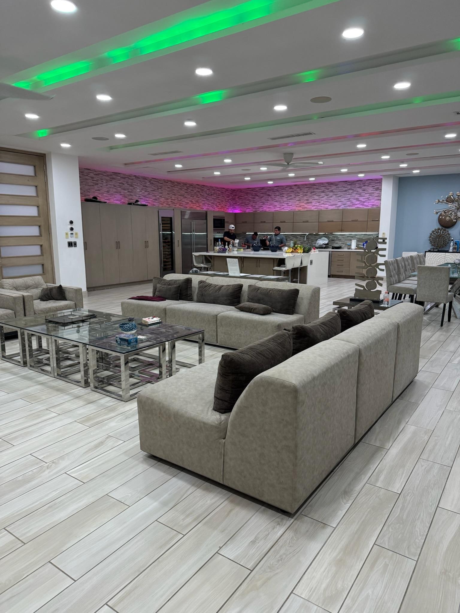 Living room and kitchen with plenty of space.  