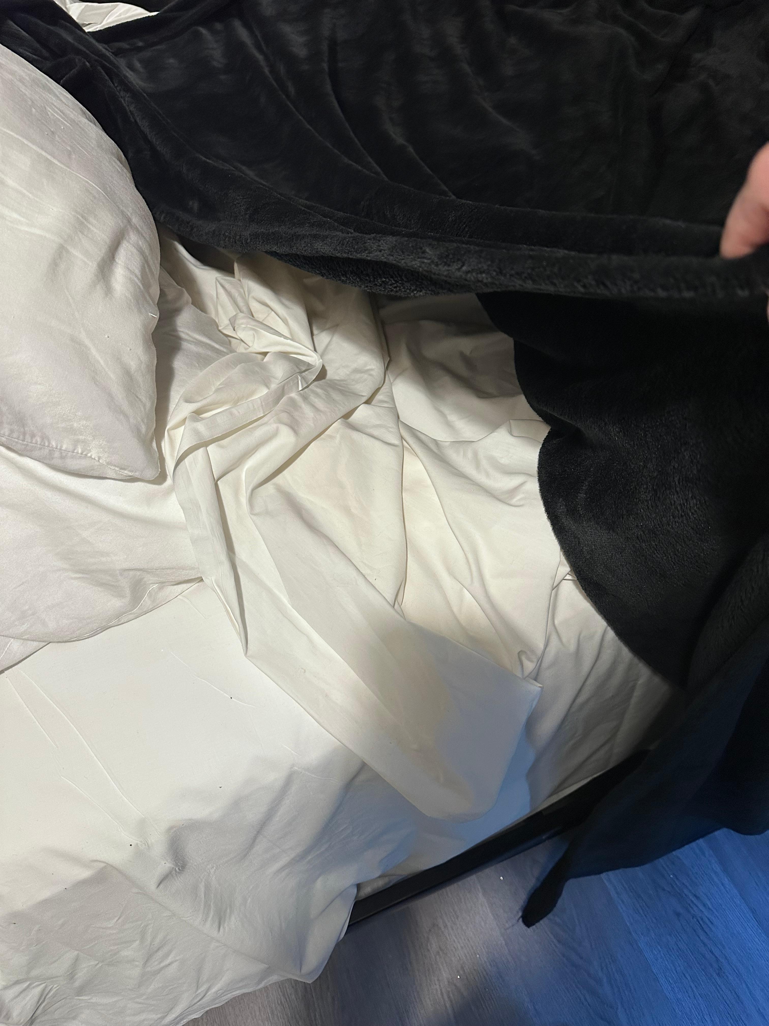 The bed only has a large blanket instead of an actual comforter 