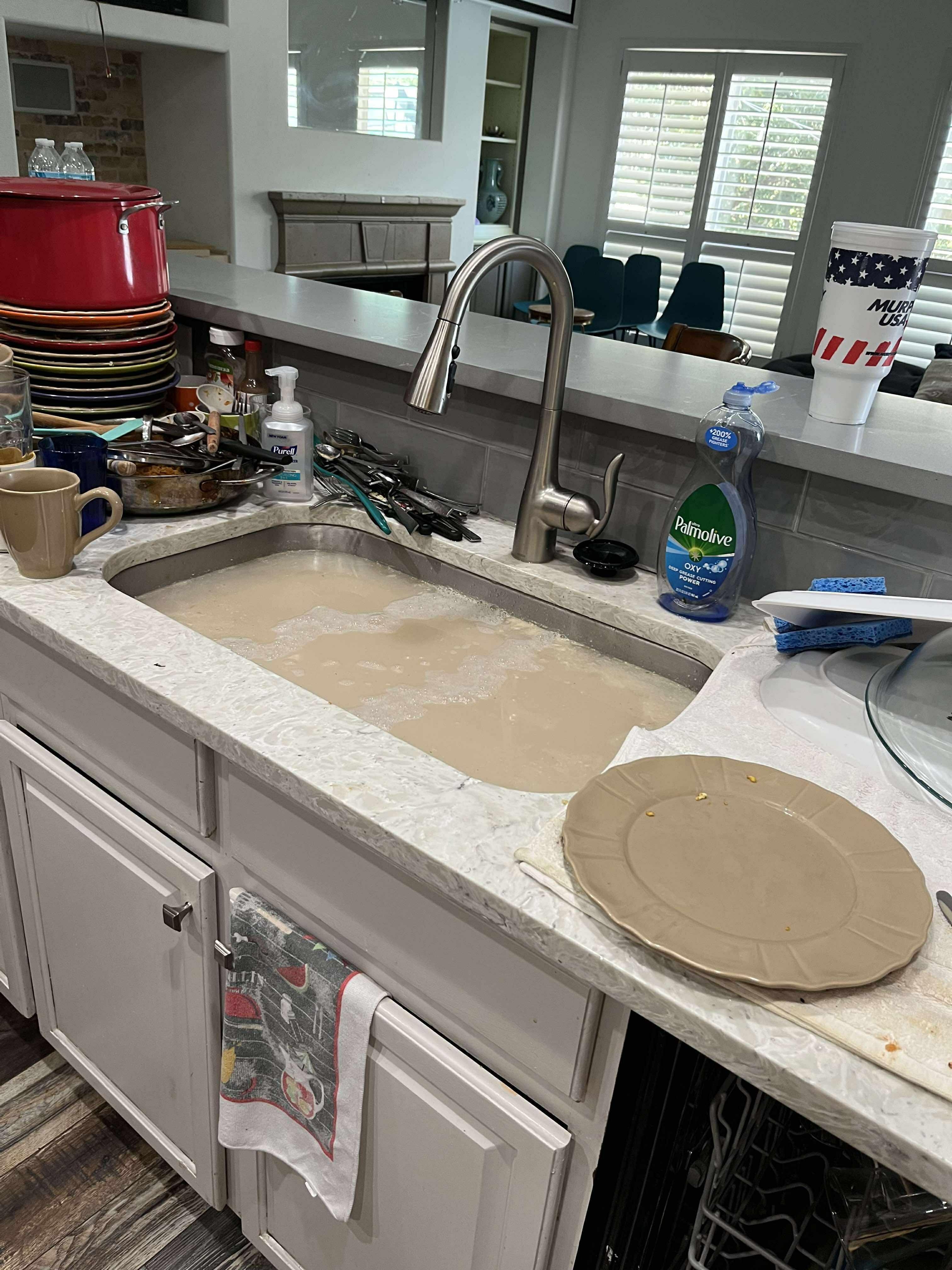 Kitchen sink got plugged up even though there was nothing in the sink.