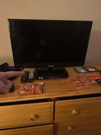 Sub par tv set up in Master bedroom.