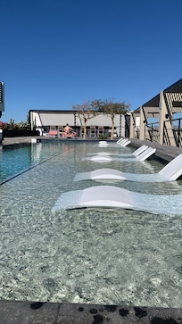 Clean and peaceful place to lounge compared to the busy beach zone.