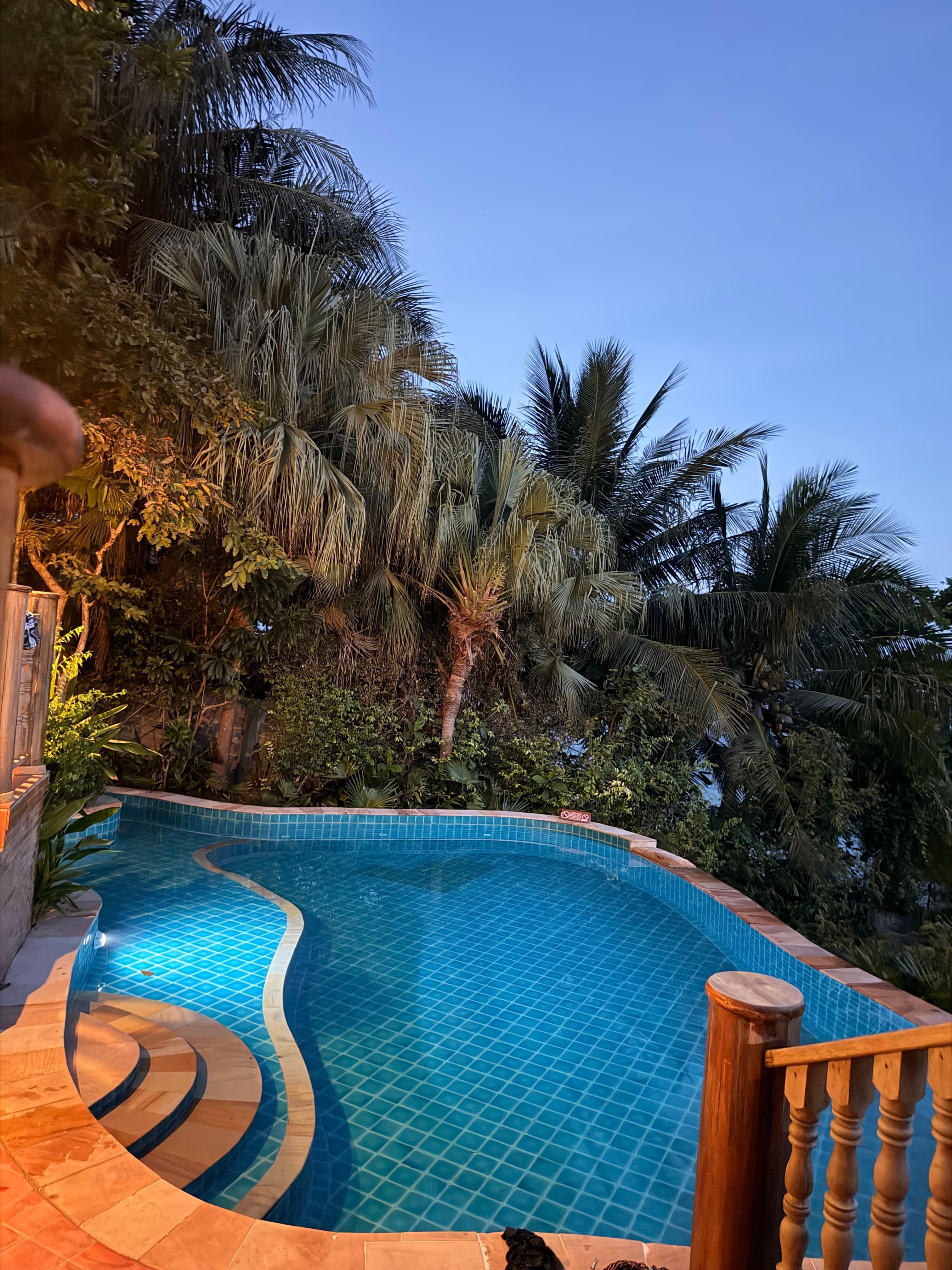 Evening view of our private pool
