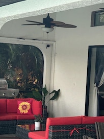 Camera facing lanai/pool area and is angled to catch your every move once you step out on the lanai. There are more right outside the screen area.