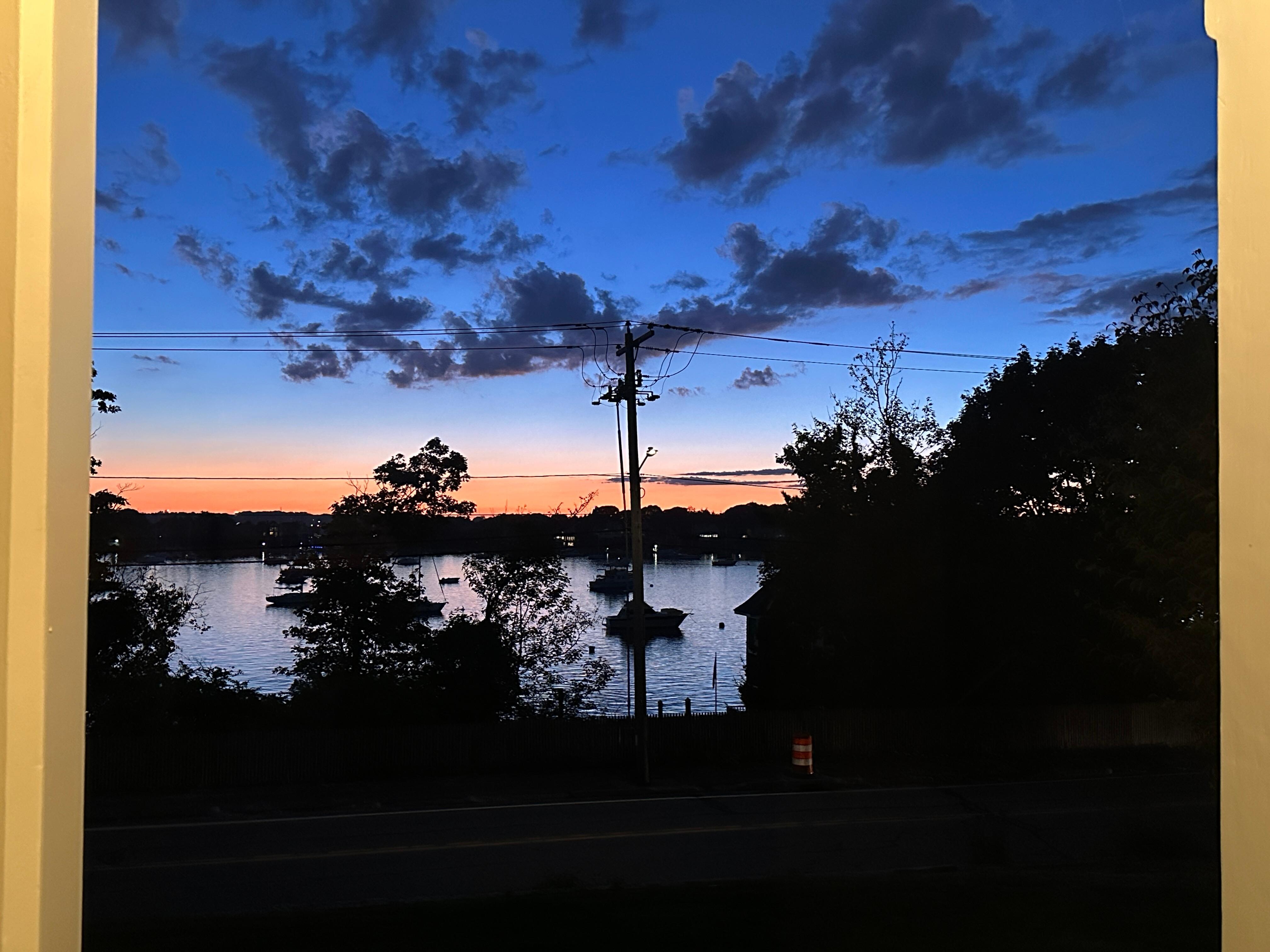 Sunset view through the front door.