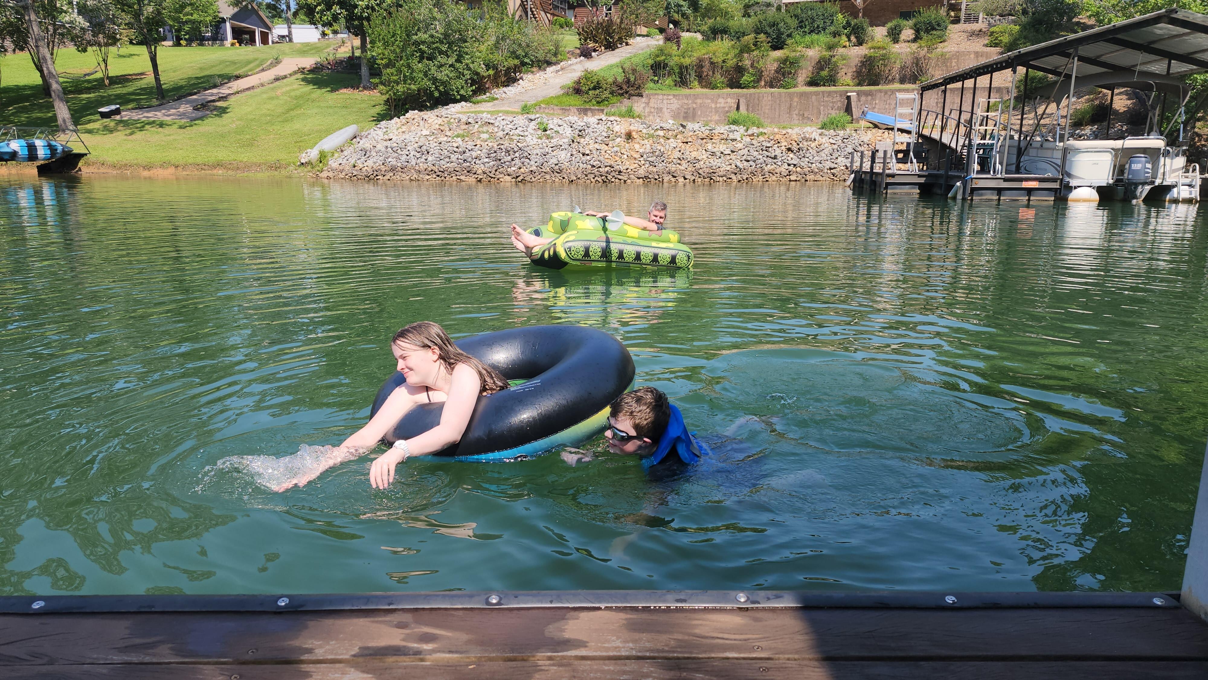 Lots of inner tubes and floats for use.