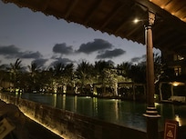 Night view along one of the pool options