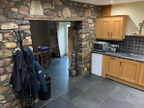 Kitchen leading into dining area