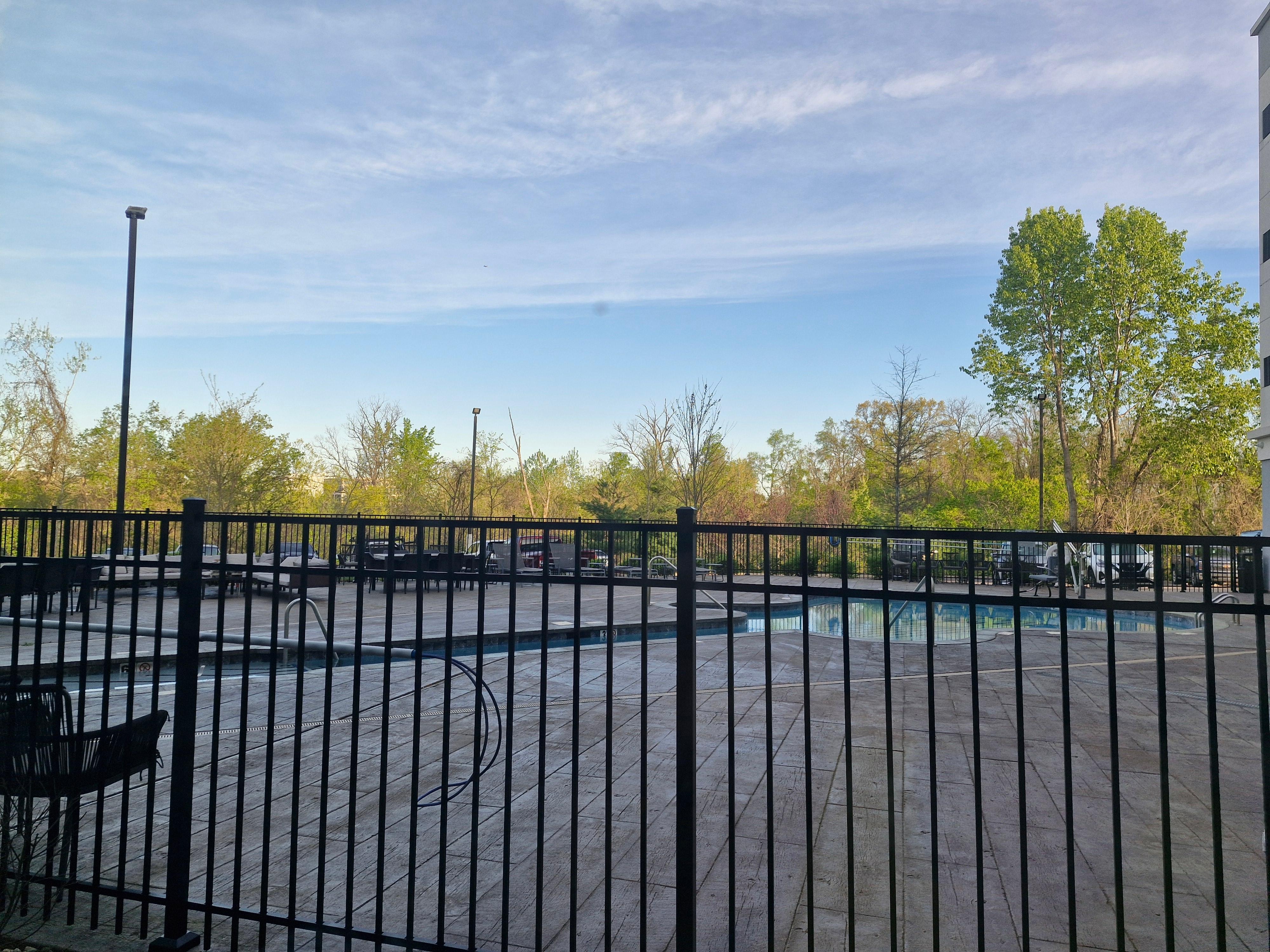 Out of our bedroom window was the guitar pool and patio.