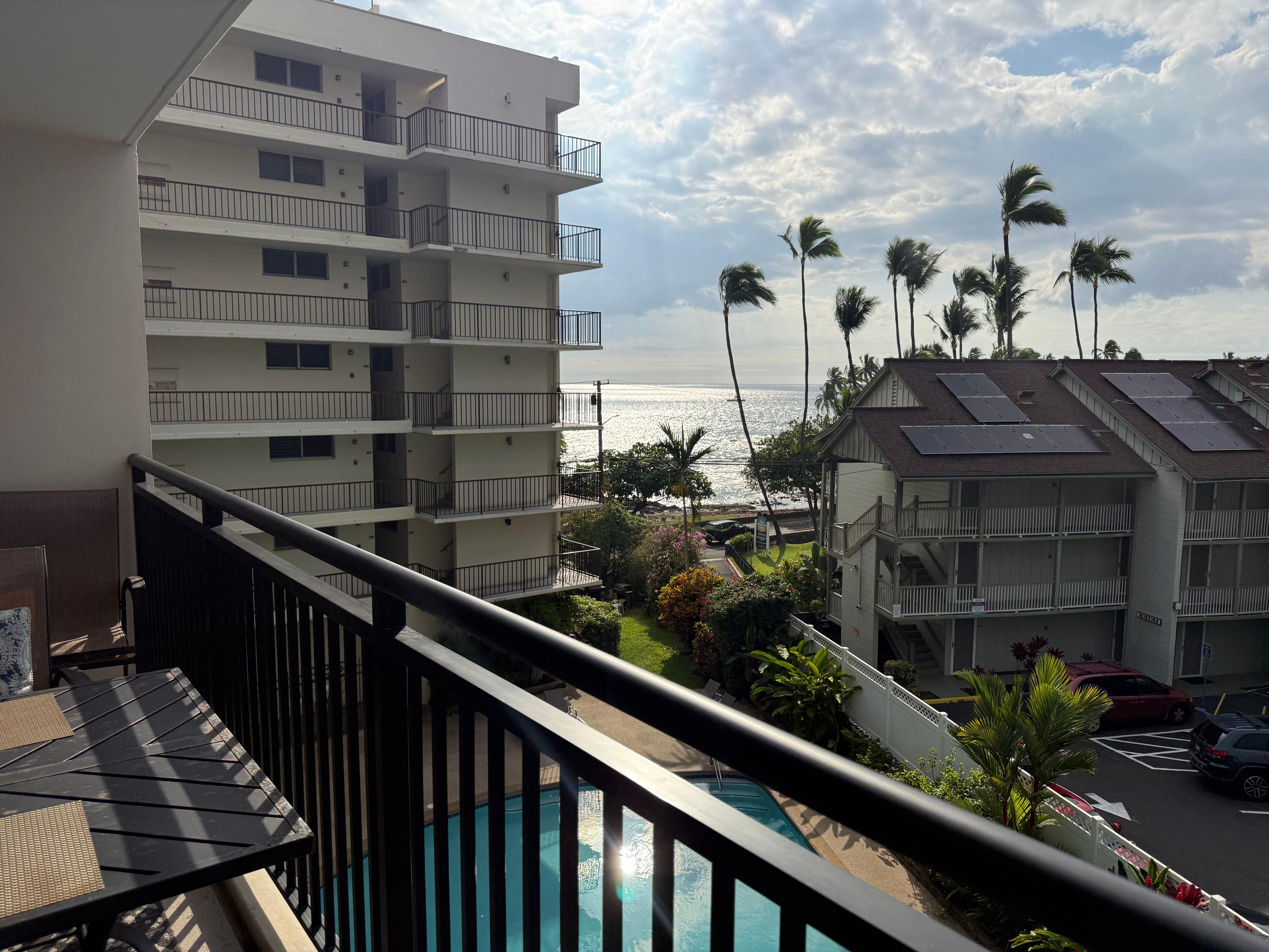 View out the balcony to the ocean