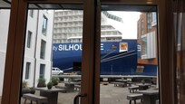 Das war die Sicht auf den Hafen vom Treppenhaus