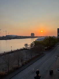 View of the sunrise from the balcony.