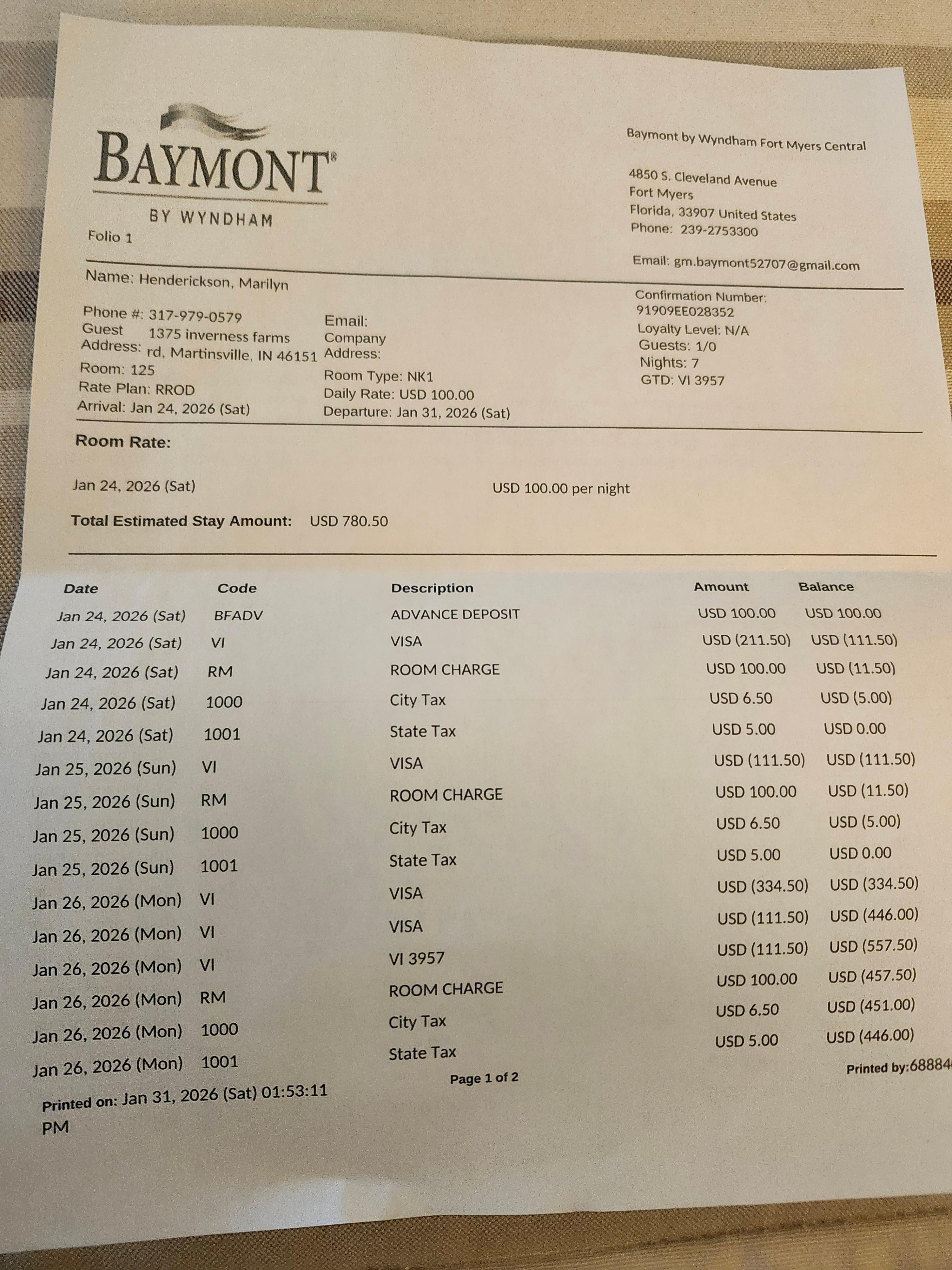 This is the bill for the hotel that we stayed in. Because we couldn't get another property for a week. Since we were already here that Berg verbo did not reimburse us for.