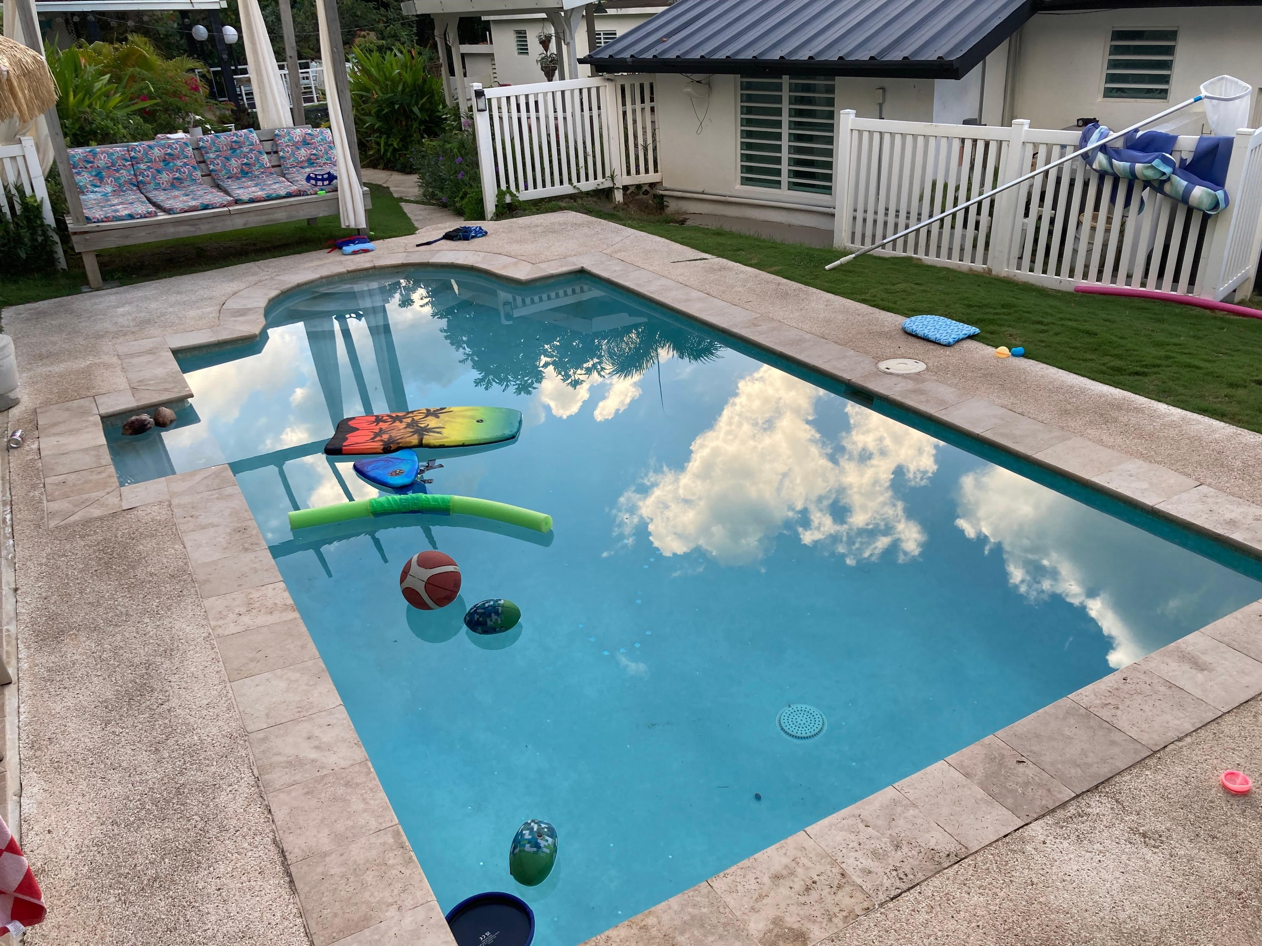 Quiet pool from the pavilion roof