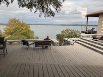 View from living room is beautiful even in late November, and Ron relaxed on the patio and caught up on some reading.