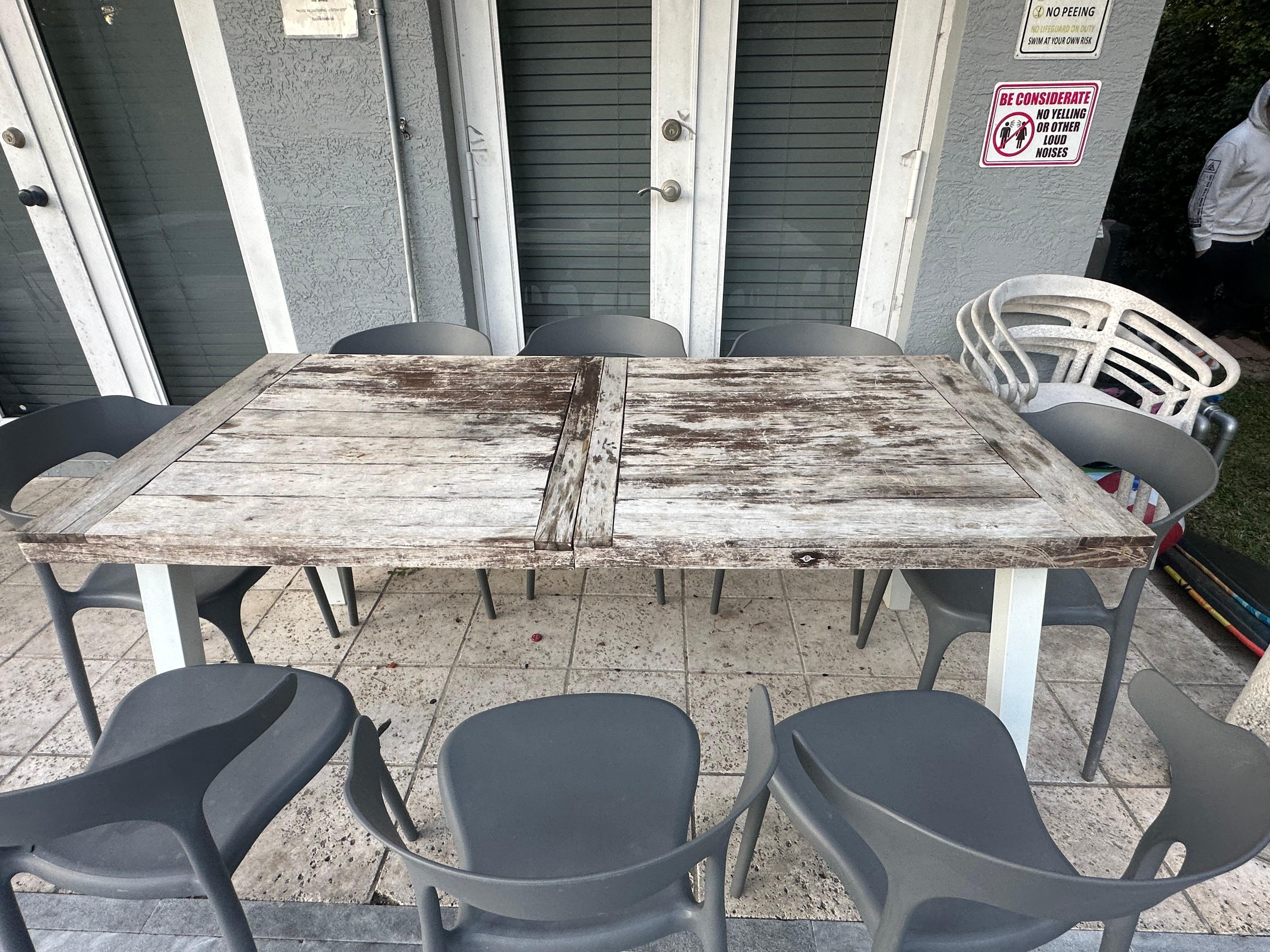 The outside patio table and all of the plastic furniture was molded. All exterior patios were so filthy 